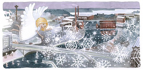 Joulukortti, lumienkeli/Tampere